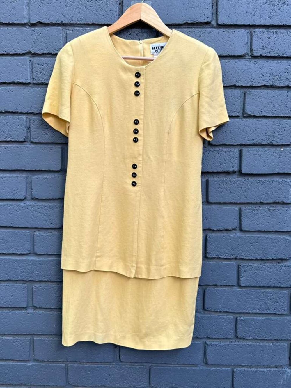 VTG 80s USA Made Studio I Two-Piece Look Dress Secretary Padded Shoulder Skirt